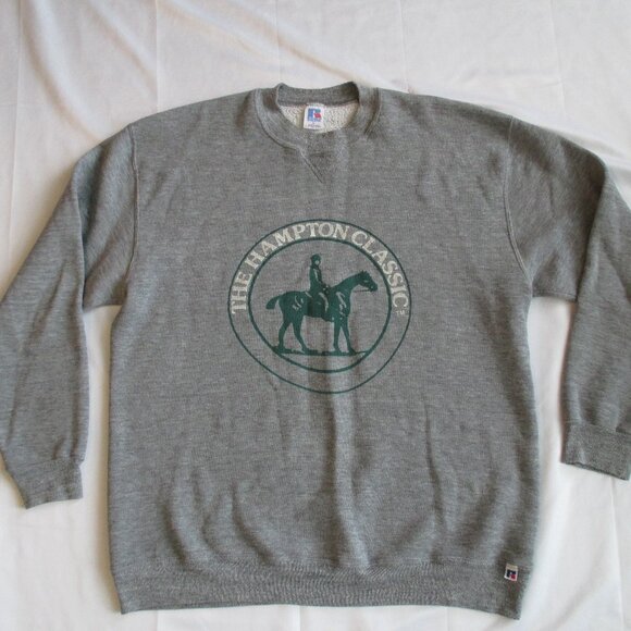 Vintage 90s Hampton Classic Horse Show Sweatshirt Size XL Russell Gray Equine - Picture 1 of 5